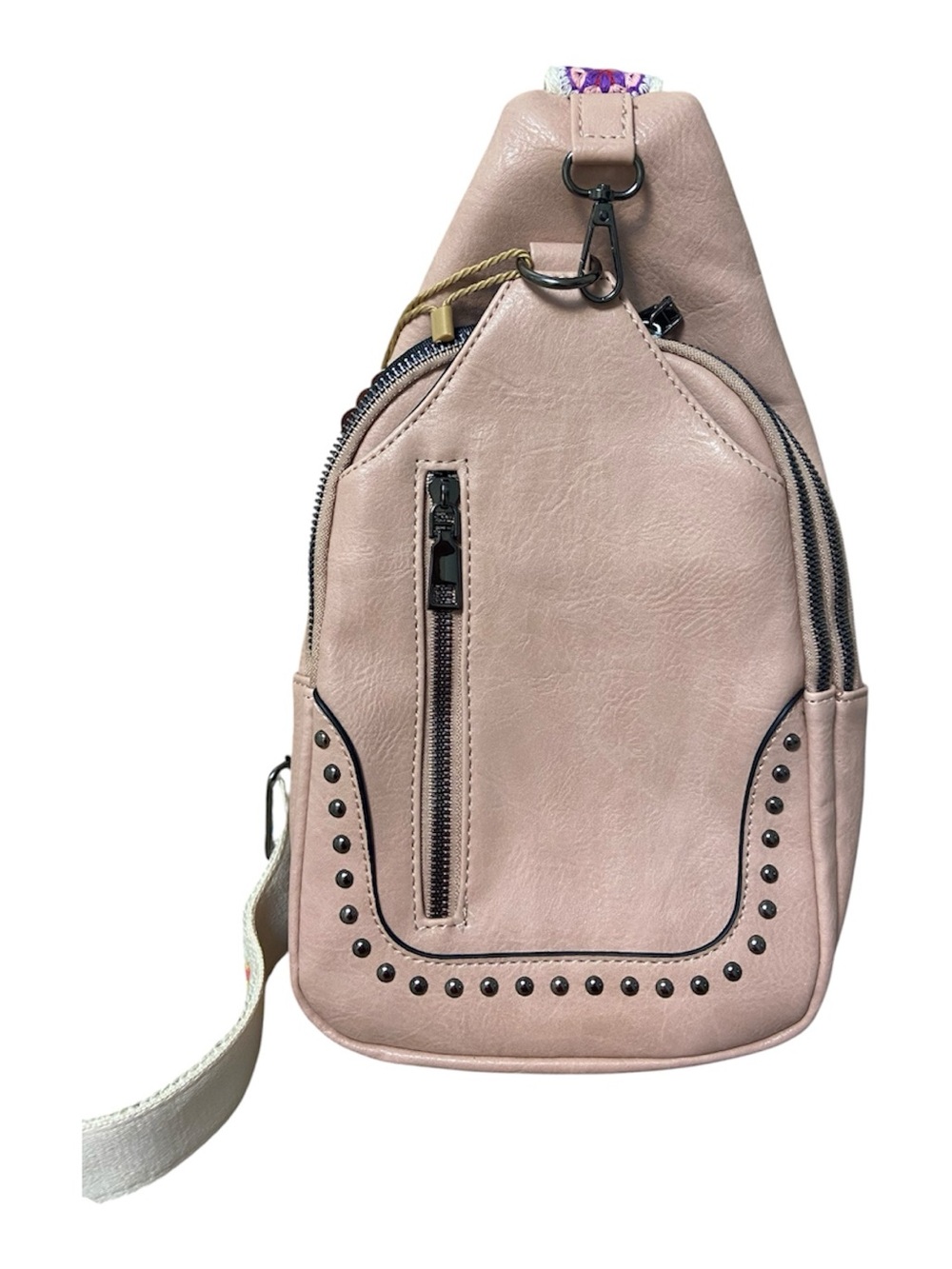 Sam & Hadley Blush Pink Stud-Accent Crossbody Sling Bag New - Picture 2 of 6